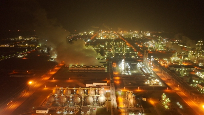 彭州石化工厂夜景4k