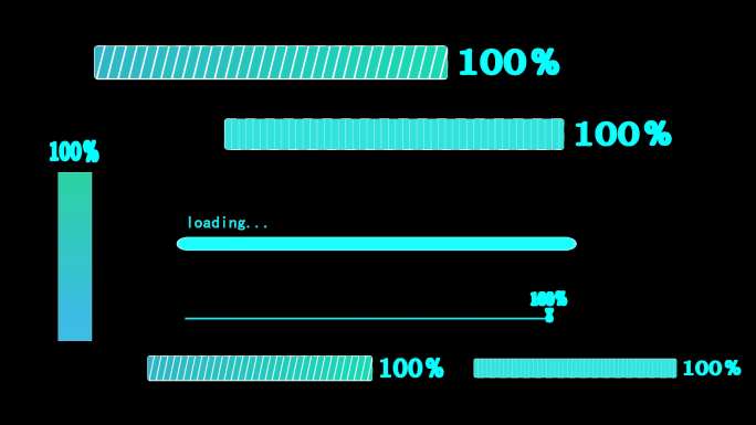 hud科技感100%进度条加载条