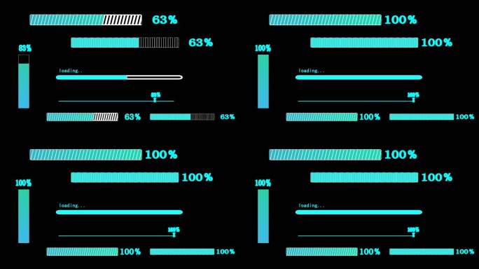 hud科技感100%进度条加载条