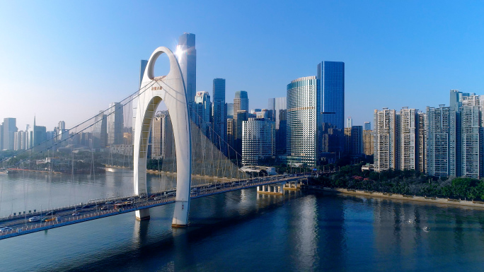 广州猎德大桥周边建筑群4k航拍视频素材