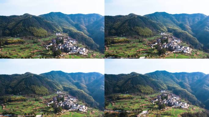 【原创】4K-航拍山间梯田上的小村庄