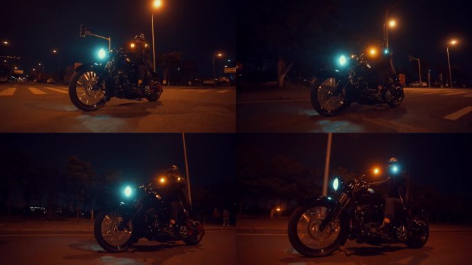 夜晚驾驶摩托车