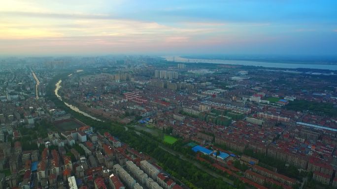 荆州城区鸟瞰全景