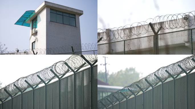 4K监狱高墙铁丝网写意空镜