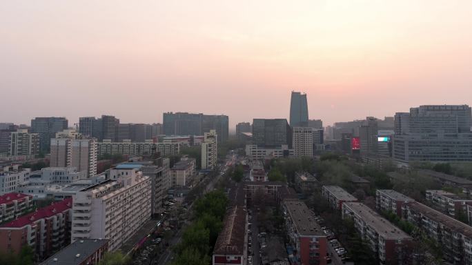 北京中关村俯拍全景 雾霾 日落 延时