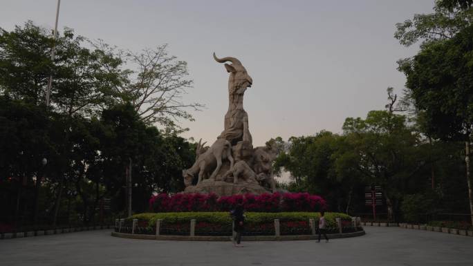 广州五羊石像日转夜延时素材