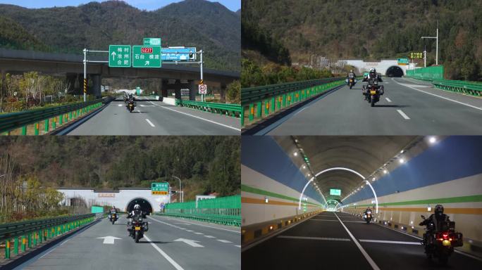 摩托车行驶在高速公路上
