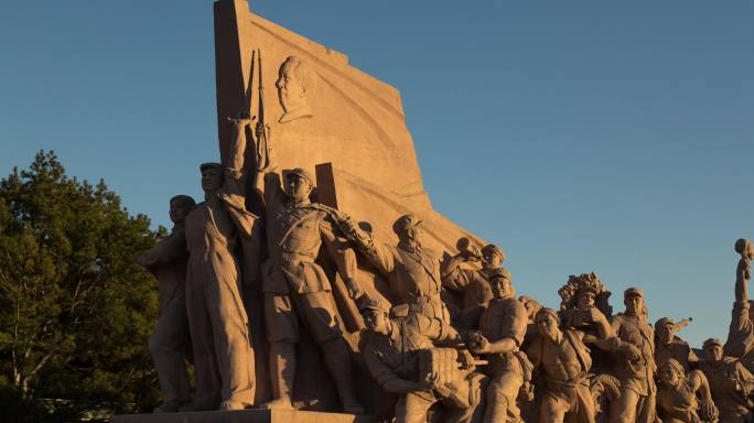 毛主席纪念堂革命雕塑 光线变化 延时