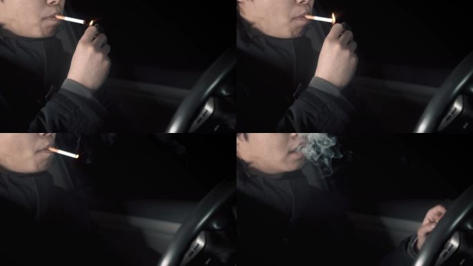 【正版素材】车内忧伤寂寞抽烟