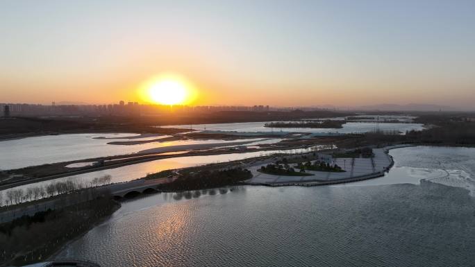 正定新区夕阳滹沱河我爱石家庄