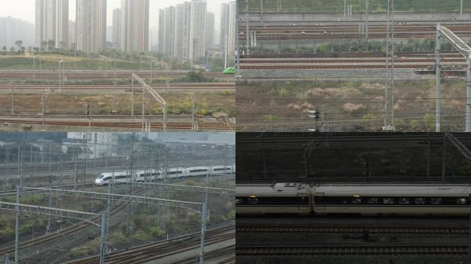 重庆火车北站各种火车行驶的4K画面