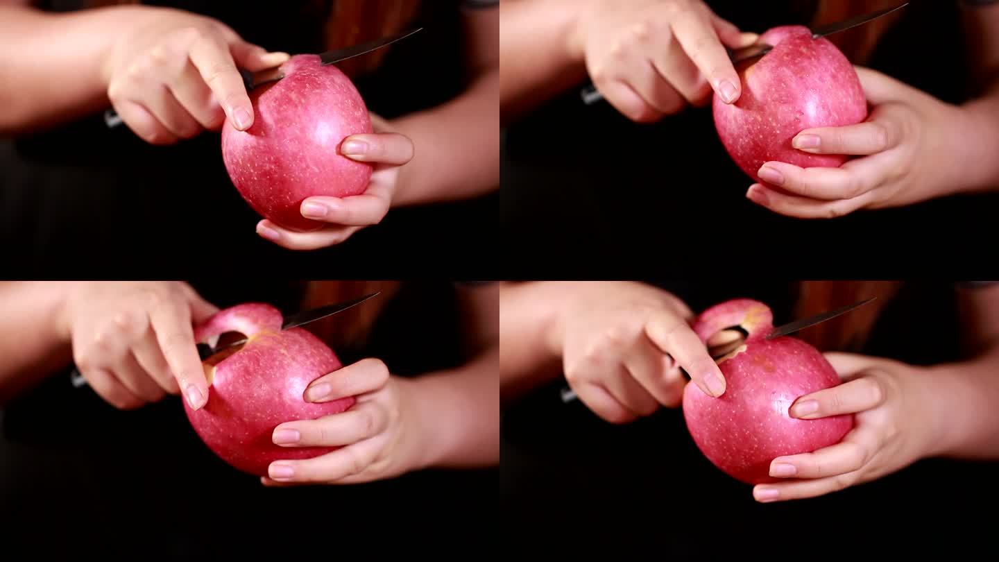 苹果切块削苹果洗苹果国光富士