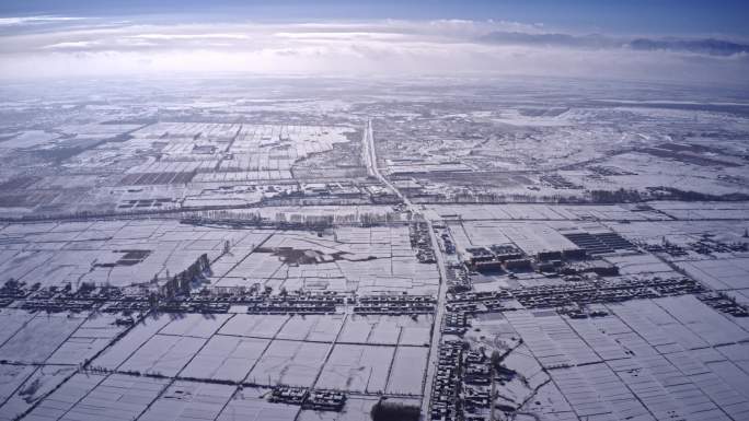 祁连山下雪景农田延时