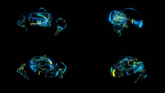 朋克风全息VR眼镜手柄透明通道素材