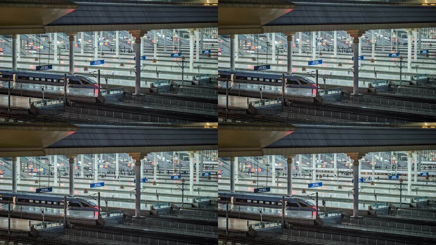高铁列车站台延时摄影