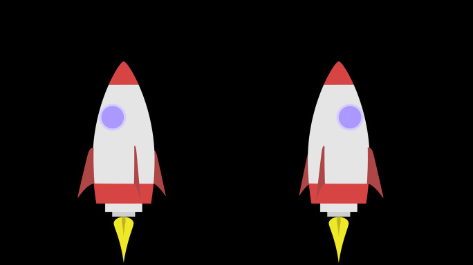 MG动画卡通矢量旋转太空飞船火箭