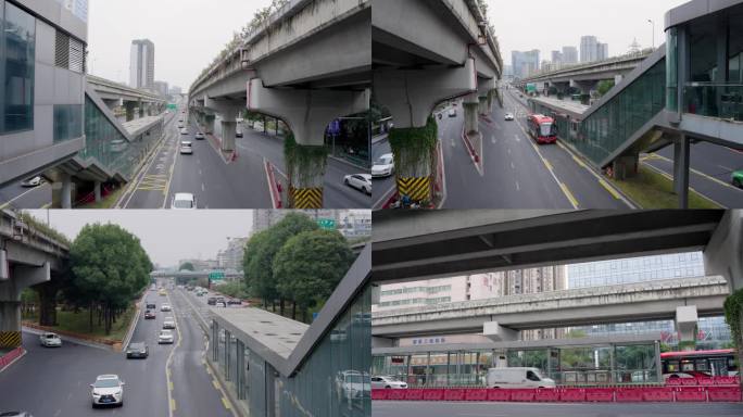 城市交通高架桥车流