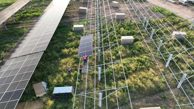 光伏建设工地航拍视频