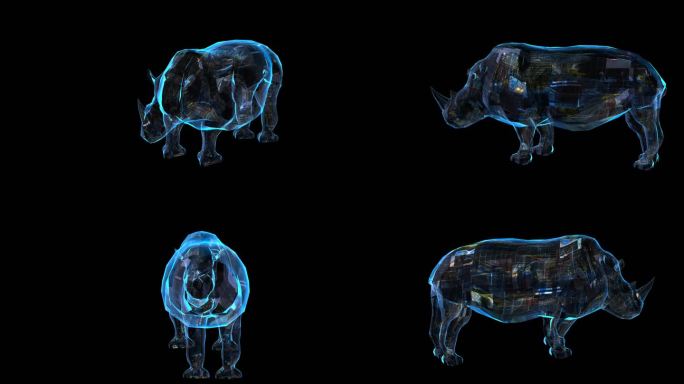科技全息犀牛透明通道素材