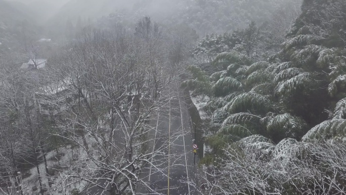 杭州山间冬季雪景航拍