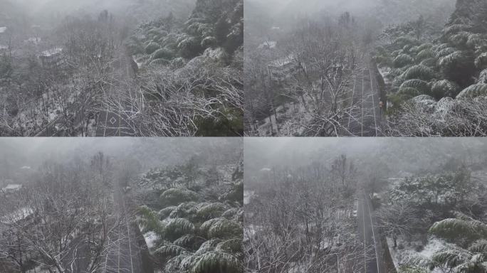 杭州山间冬季雪景航拍