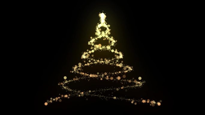 圣诞黄色金色粒子元素圣诞树透明通道