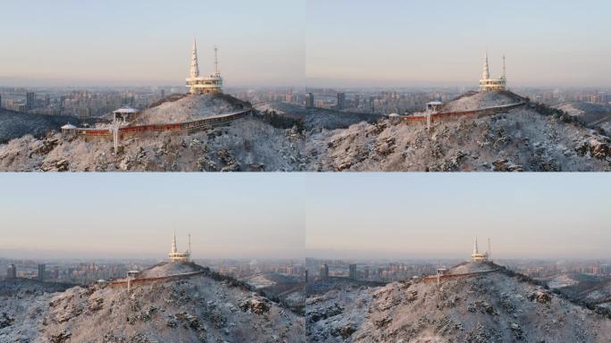 大连冬季下雪航拍