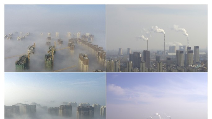 原创4k大气环境污染云层雾霾