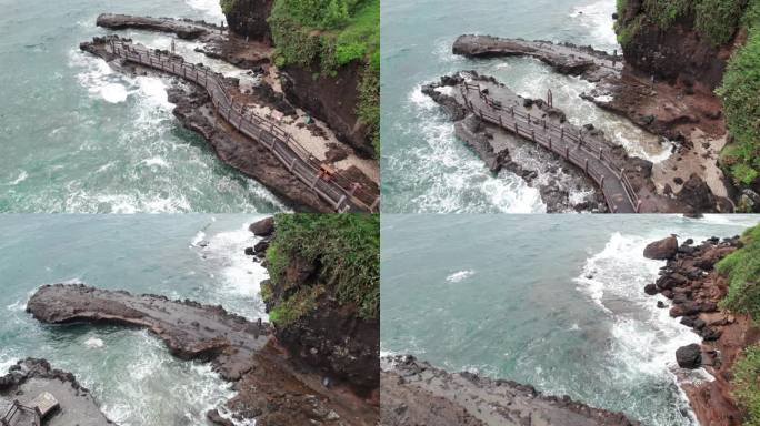 中国北海涠洲岛鳄鱼山栈道航拍