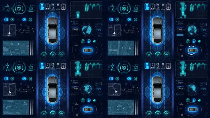 无人驾驶汽车HUD驾驶位科技界面模板