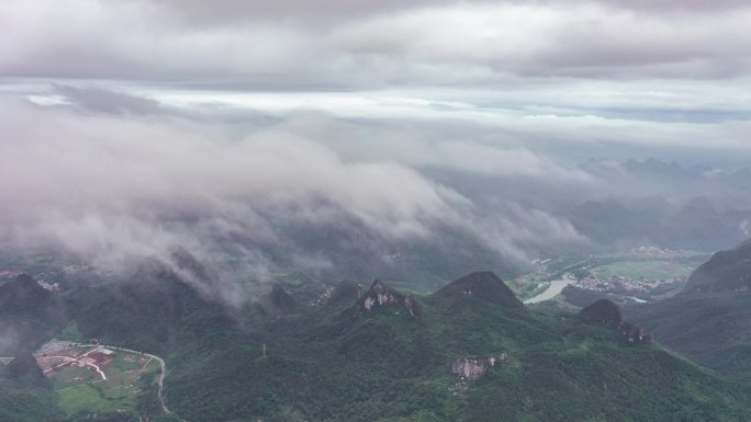 尧山 延时 桂林 航拍 风景