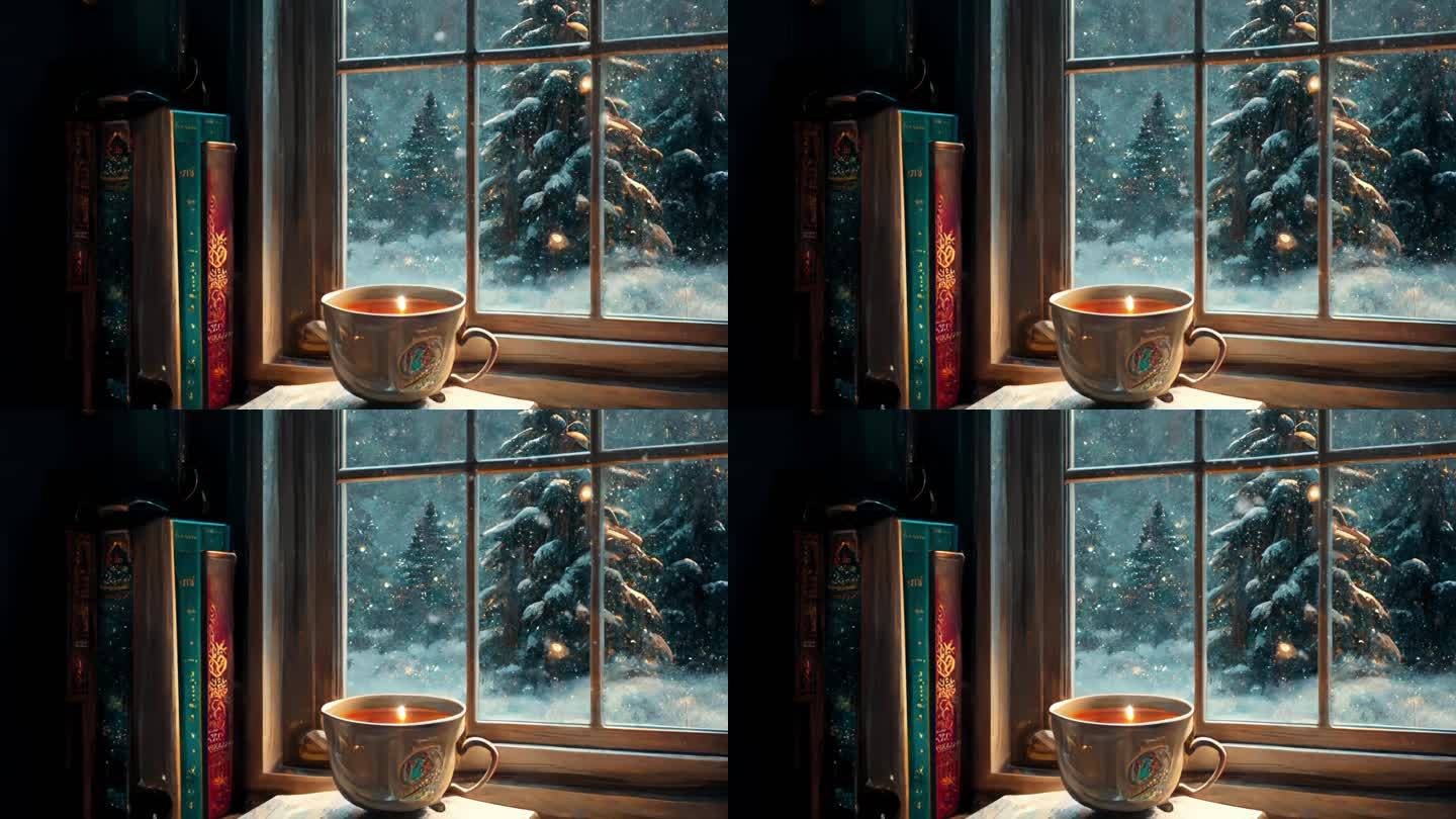 童话 场景 窗外 飘雪