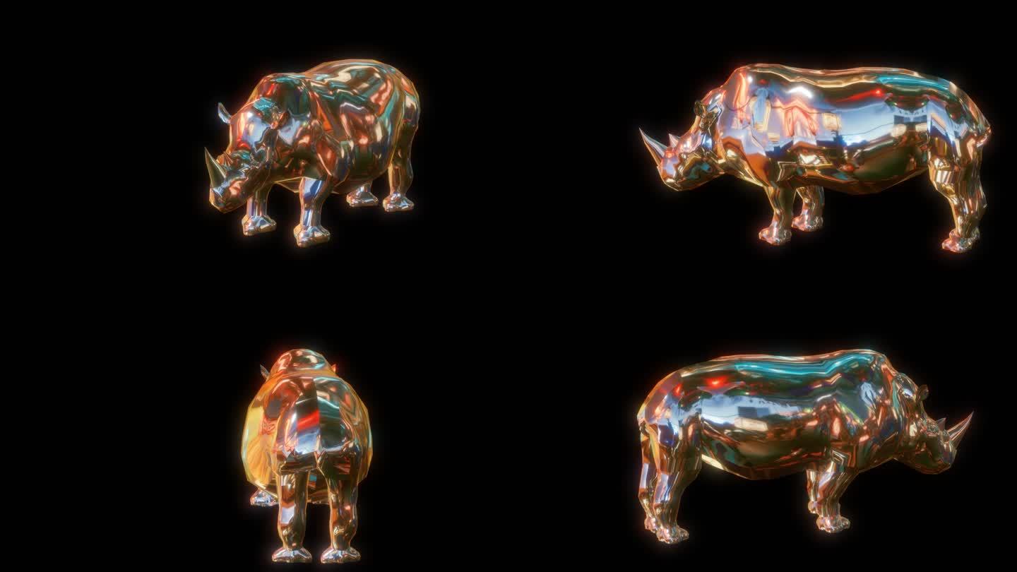 赛博朋克元宇宙犀牛透明通道素材