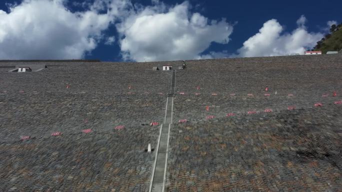 航拍水电站  水电站施工建设