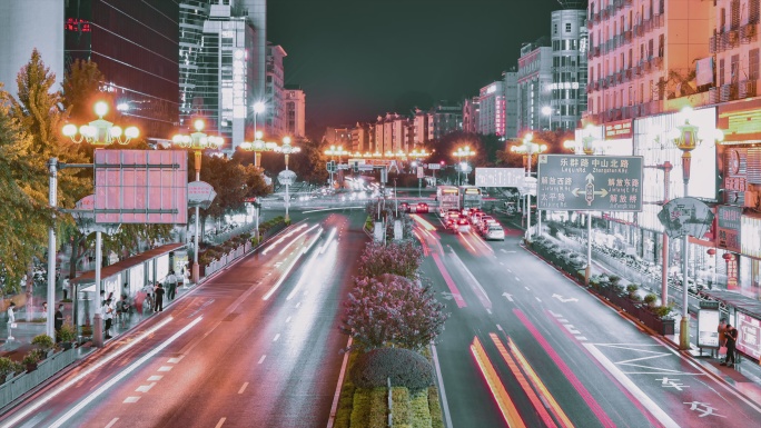 中山中路 桂林 车流 延时 夜景