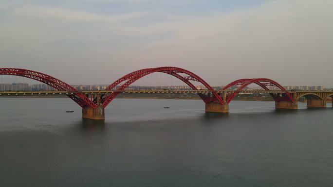 航拍湖南长沙湘江大桥