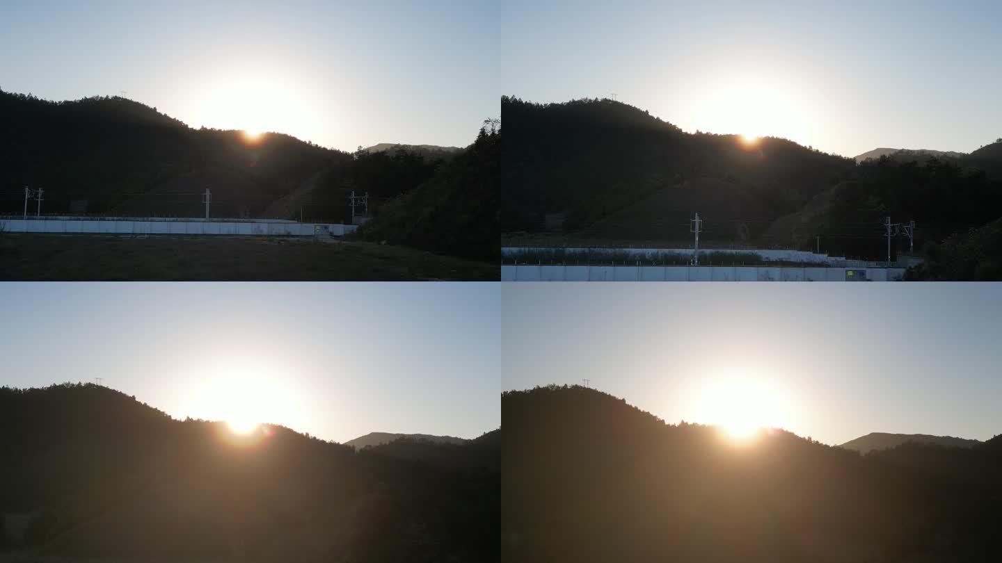 黄昏夕阳山脊线