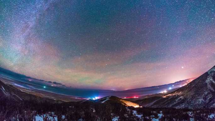 青海湖高点星空鱼眼