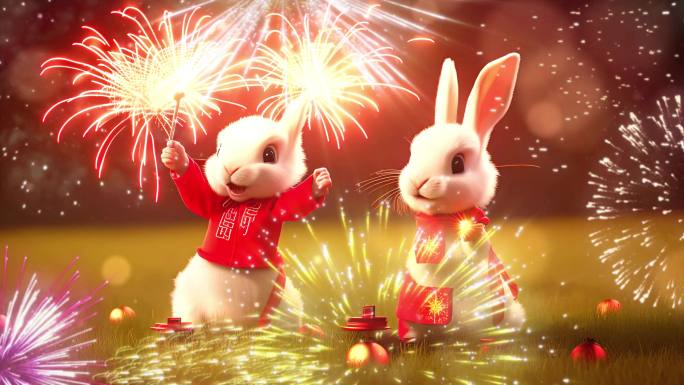 兔年兔子跨年春节喜庆动态背景