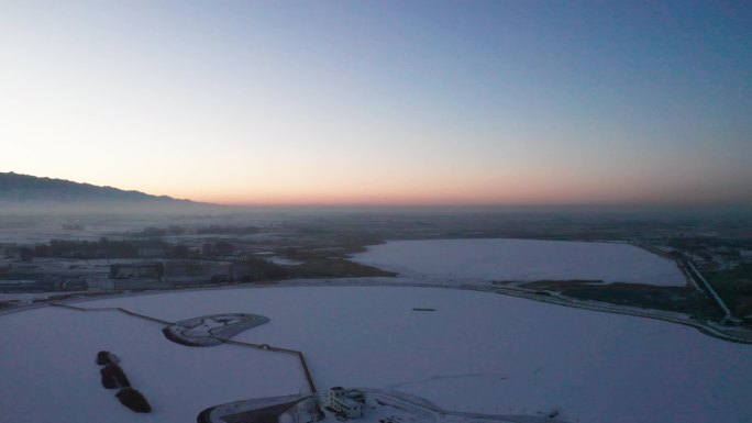 4k意境唯美冬季雪后日落夕阳