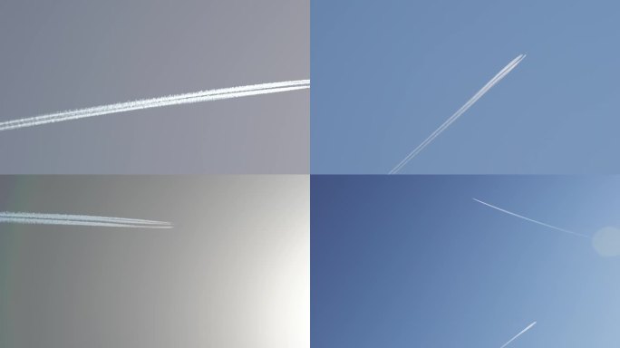 【合集】4K飞机拉线-蓝天飞机飞过