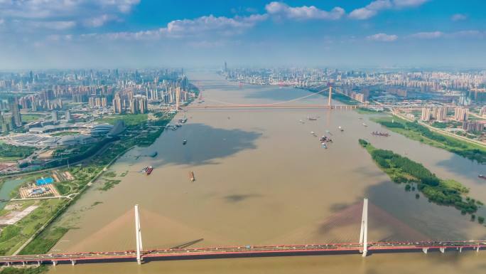 武汉白沙洲、杨泗港大桥高空前移延时