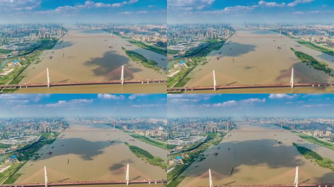 武汉白沙洲、杨泗港大桥高空前移延时
