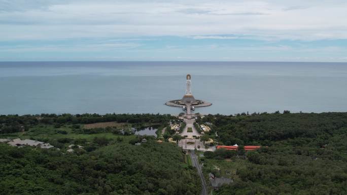 航拍海南南山海上观音