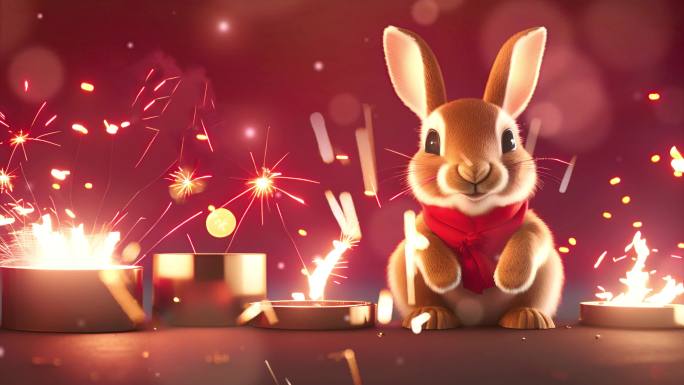 兔年兔子跨年春节喜庆动态背景