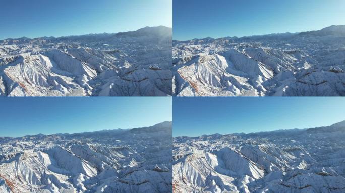 祁连山雪景雪峰冬季山峰下雪航拍