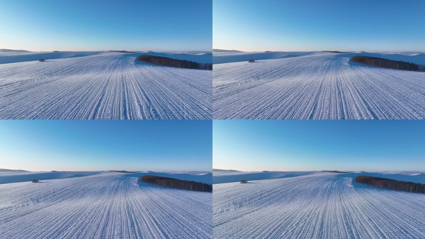 航拍雪域雪原田野风光