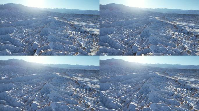 祁连山雪景雪峰冬季山峰下雪航拍