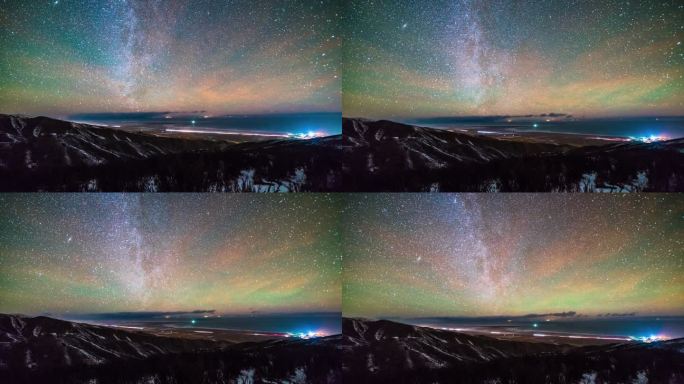 冬季青海湖银河星空 延时摄影