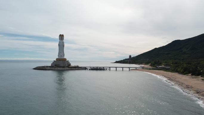 航拍海南南山海上观音